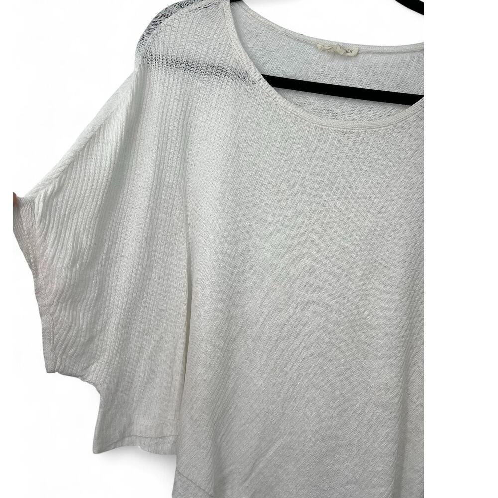 EILEEN FISHER | L | Organic Linen Gauze Bateau Neck Poncho Knit Sweater Pullover - Picture 3 of 9